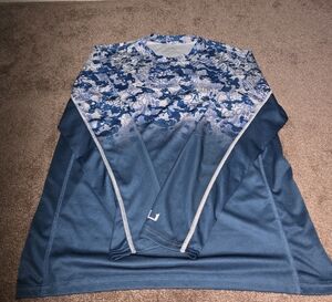 Huk Blue and White Long Sleeve Shirt